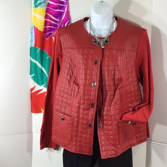 Peter Nygard Jackets & Blazers - Peter Nygard quilted red leather jacket 1X